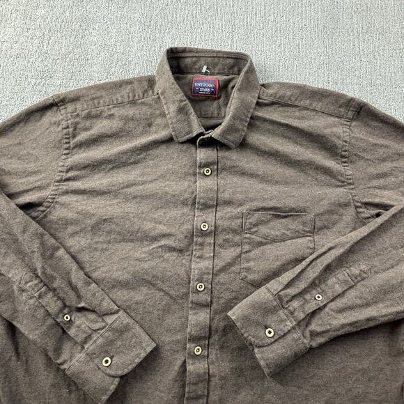 UNTUCKit Shirt Adult 2XL XXL Brown Button Up Long Sleeve Flannel Casual Men's - Picture 8 of 14